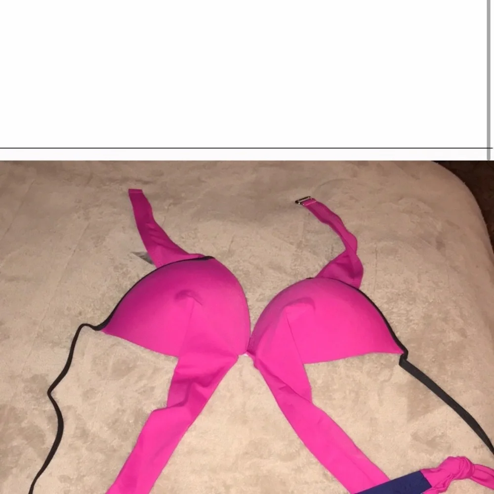 Color block cross halter push up bikini two piece swimsuit - Picture 6 of 9